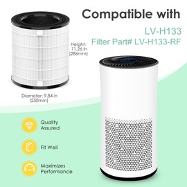 HSIAMEN LV-H133 Replacement Filter Compatible with Levoit LV-H133 Air Purifier, Replacement for LVH133 H133 Meta-Air Tower Part# LV-H133-RF, H13 True HEPA White 1-Pack