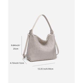 NEWBELLA Women's Hobo Crossbody Bags Vegan Leather Handbags Purses for Women Shoulder Bag with Wide Strap, Beige, Medium