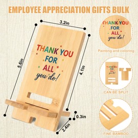 Ripeng 10 Pcs Employee Appreciation Gifts Bulk Bamboo Phone Stand for Desk Office Deocr Inspirational Thank You Phone Stand Gift for Women Men Coworker Employee Teacher Nurse