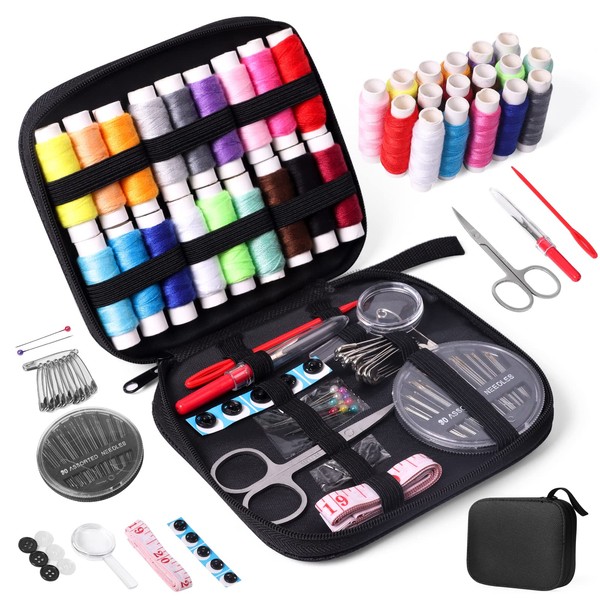 JUNING JUNING Sewing Kit with Case Portable Sewing Supplies for