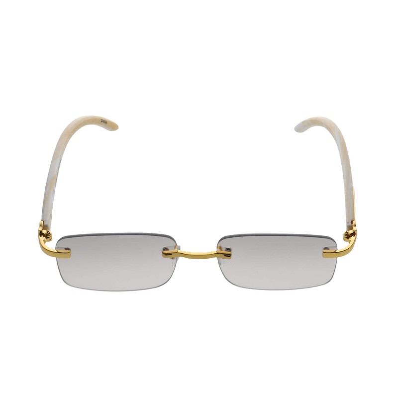 FLAWLESS EYEWEAR Retro Wood Buffs Vintage Style Gangster Rimless Clear