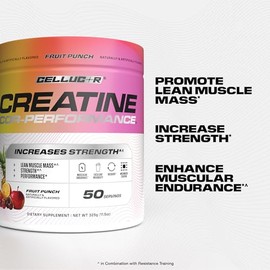 Cellucor Polvo de creatina, sabor a ponche de frutas: aumenta la fuerza, la masa muscular magra y la resistencia, creatina micronizada para una rápida