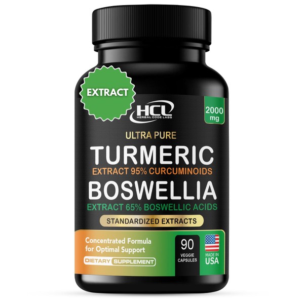 Turmeric Boswellia Extract Supplement 2000 mg – Extra Strength Boswellia