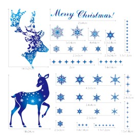 Lanito Christmas Stickers, Christmas Static Stickers, Christmas Reindeer Stickers, Snowflake Seals, Merry Christmas Stickers, Set of 5, Waterproof, Removable Store Decor, Window Stickers, Room Window Decoration