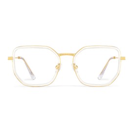 Zeelool Glasses Frames for Women Stylish Geometric Eyeglasses with Clear Lens Transparent Designer Fake Eyewear Glasses Levi JGX509995-01