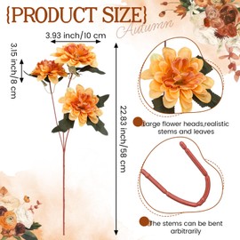 Zeyune 15 Pcs Artificial Dahlias Flowers 22.8 Inch Faux Silk Dahlias Flowers with Stems UV Resistant for Home Party Fall Wedding Bouquet Thanksgiving Table Centerpieces Decor