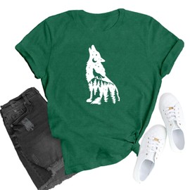 TUPOSU Womens Wolf T-Shirts Alpha Wolf Shirts Wolves Lovers Short Sleeve Tee Tops