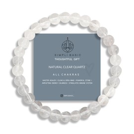 SIMPLÍ BASIC Natural Clear Quartz Healing Gemstone Bracelet 6mm Bead | Womens & Mens Bracelets | Master healer | Amplifying Energy | Inc Gift Box