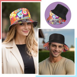 MILAKOO Bucket Hat Retro 80s 90s Style Fashionable Fishing Hat Unisex Reversible Fishing Hat Double Sided Sun Hat, A3: Retro 90s
