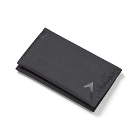 Allett Card Holder Wallet, Jet Black | Nylon, Bifold, Holds 2-12 Business Cards, Thin, Minimalist, Front Pocket | For Men and Women