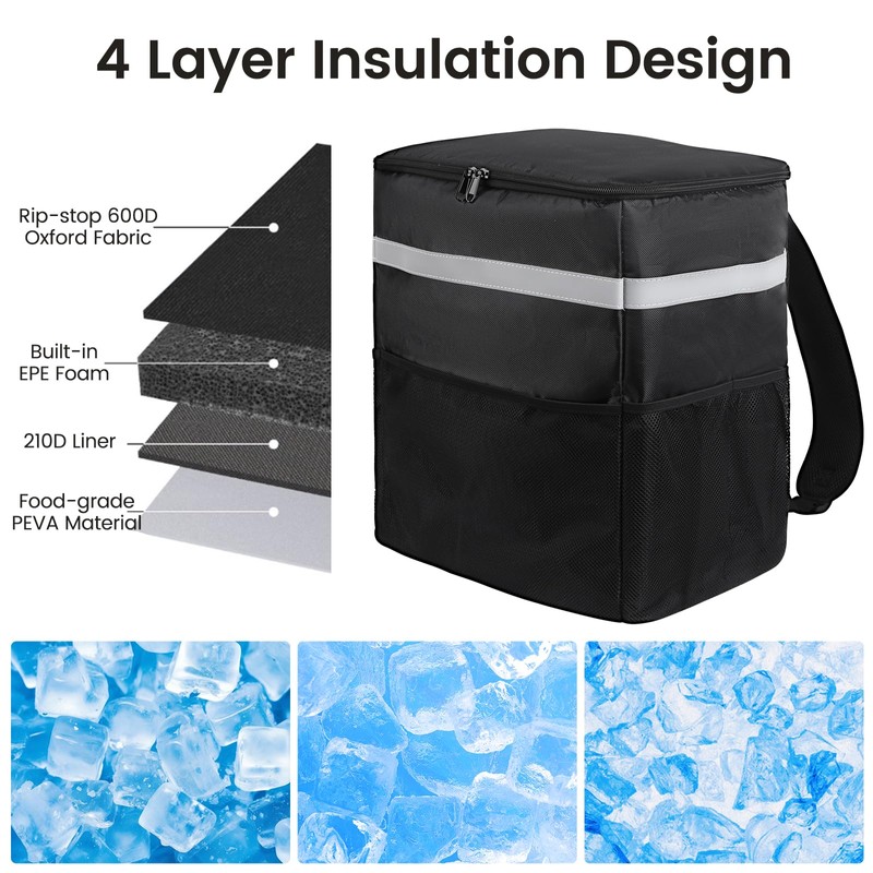 musbus Large Foldable Cooler Bag with Cooling Function, Black 7,