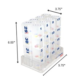 MedCenter Monthly Pill Organizer HSA/FSA – 31-Day Pill System with Daily Numbered Boxes, Travel Canvas Pouch & Bonus Tweezers – Easy, Organized, and Simple Medication Management