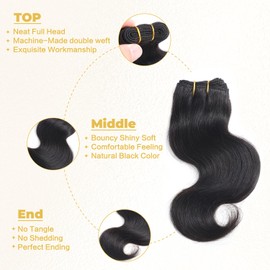 YONGYI 8 Inch Short Human Hair Bundles Body Wave Bundles Human Hair 4 Bundles 50g/Pcs Human Hair Extensions Natural Color (8 Inchx4 Body, Natural Color)