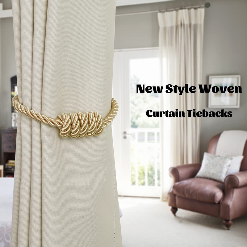 BEL AVENIR Magnetic Curtain Tiebacks, Decorative Drapery Holdbacks Modern Woven