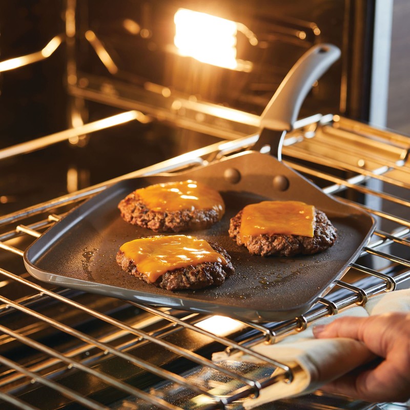 Rachael Ray Cook + Create Nonstick Stovetop Griddle/Grill Pan, Square,