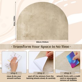 Fuyoooo Watercolor Headboard Arch Wall Decal Boho Huge Murals Peel and Stick Arch Headboard Sticker Large Accent Bed Wall Decal Decor for Bedroom Living Room(Beige,83 x 61 Inch)