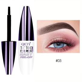 Easy Peel-Off Eyebrow Gel - Waterproof & Sweatproof, Long-Lasting Black or Brown Tattoo Tint, Film Forming, Medium Coverage for All Skin Types:_03# 