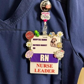 Badge Buddy - Standard Size Badge Pin Holder with 9 Pre-Punched Holes, Professional Design, Fits 3-3/8" Tall x 2-1/8" Wide Badges healthcare worker nurse doctor identification supply great gift