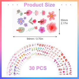 HINZIC 327pcs Flower Temporary Tattoos for Girls, 109 Styles Fake Waterproof Cute Small Rose Floral Leaf Body Tattoo Stickers for Adult Birthday Party Favors Supplies Gifts Decorations