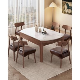 Genina Dining Chair Covers Set of 4, Waterproof PU Leather Dining Seat Covers Stretch Wipeable Dining Room Seat Cover Kitchen Chair Slipcover Protector (Rear-Covered Design, Chocolate)