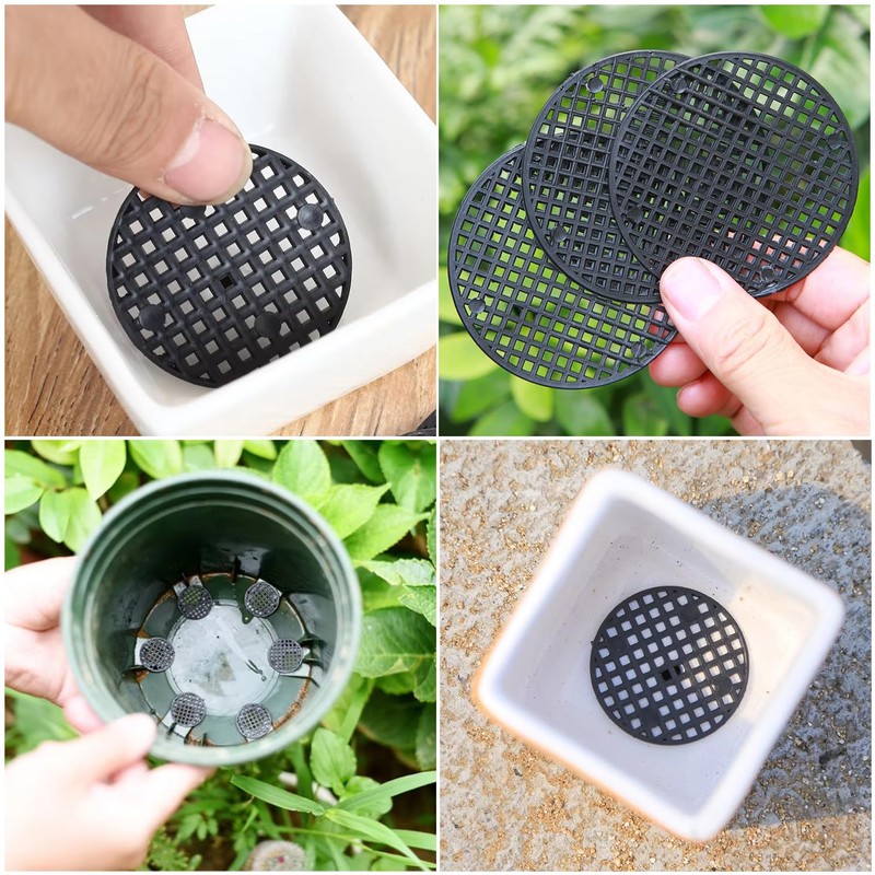 SquEqu 200 Pack Plant Pots Hole Mesh Pad Plastic Flower