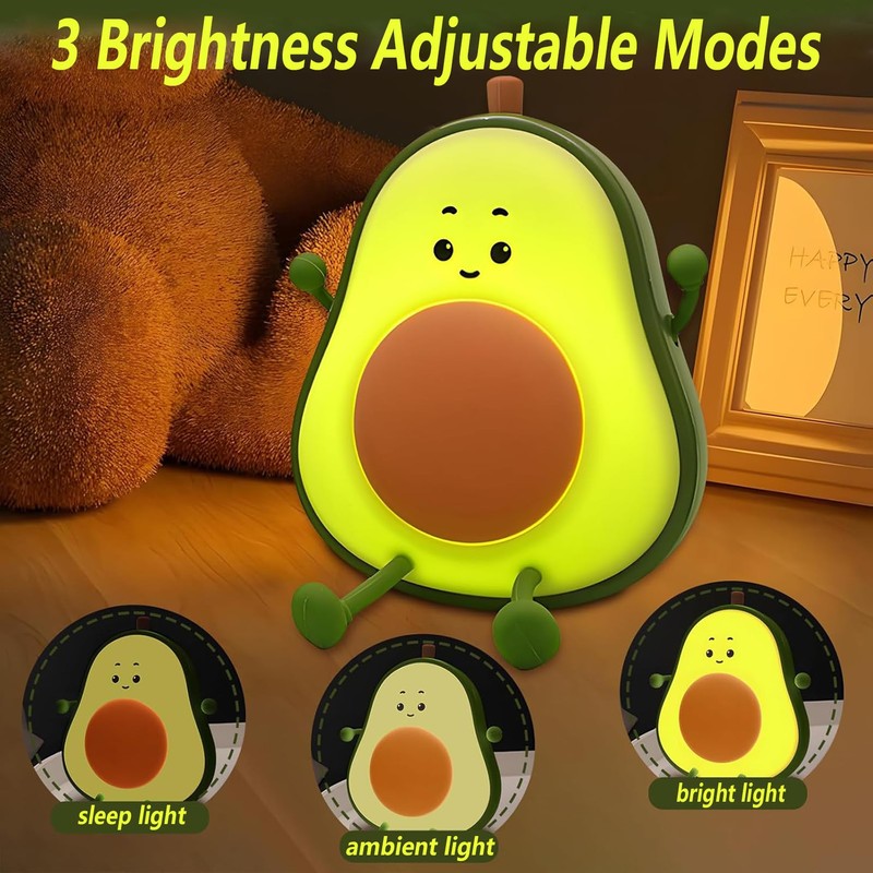ipalmay Avocado Night Light, Cute Kids Bedroom Lamp, USB Charging