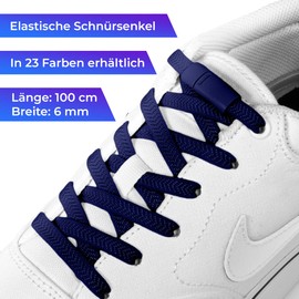 Schnürfuchs Premium Elastic Shoelaces without Tying - Magnetic Shoelaces, Rubber Laces, Quick Release - Quick Lacing System Laces - Elastic Shoelaces, navy blue