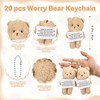 VioraWhite 20 Pcs Worry Bear Keychain Bulk with Hand Card
