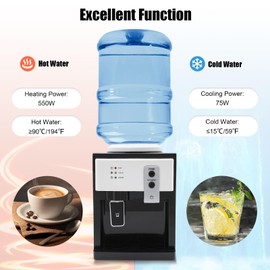 Water Dispenser, 110V Desktop Electric Water Cooler Dispenser, 1.1 to 5 Gallon Top Loading Hot Cold Water Dispenser with 3 Temperature Settings Drinking Machine for Home Office Restaurants Use