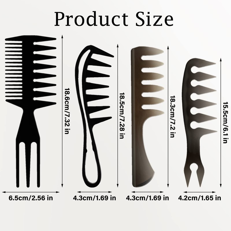 4-in-1 Hair Comb Set - Wide Tooth, Double Side Tail,