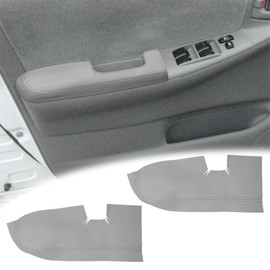 VKGUG 2PCS Front Door Panel Armrest Cover Replacement Compatible with Toyota Corolla 2003-2008 Left and Right Leather Arm Rest Replaced Skin Upholstery Gray (Only Leather Part)