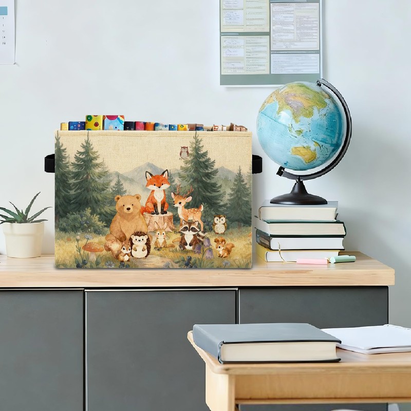 HSIASHENG Animal Kids Room Storage Bins Box with Handles, Forest