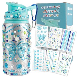 Easter Gifts for Kids Decorate Your Own Water Bottle for Girls Girls Water Bottles for School Water Bottle Jewel Stickers for Crafts Stickers for Gifts for Girls Age 6 7 8 Green Water Bottle