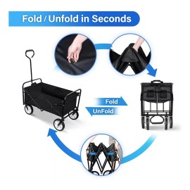 Simple Deluxe  Simple Deluxe Carrito Vagón Plegable Con Material Duro Color Negro