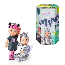 BABY born Minis Online Double Pack 4 Noah and Billie 906057 - 6.5cm Doll with Metallic Colour Outfit and 7cm Doll with Removeable Headband - Suitable for Kids From 3+ Years
