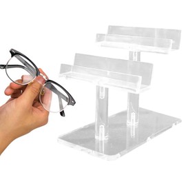 Acrylic Sunglass Display, Clear Acrylic Display Shelves Multi-layer, Glasses Stand for Multiple Glasses, Eyeglass Stand, Sunglass Rack Holder for Vanity Countertop Cabinet