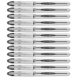 Uni-Ball Vision Elite Stick Roller Ball Pens .08mm, Black Ink, 12 Pens