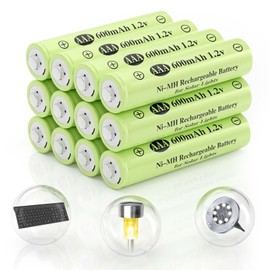 JiajaX AAA 1.2v Ni-MH Rechargeable Batteries, Triple A 600mAh 1.2V Low Self-Discharge Solar Battery for Outdoor Solar Lights, Solar String Light (AAA 600mAh -12pack)