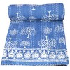 YUVANCRAFTS Indian Handmade Cotton Kantha Quilt Traditional Indigo Print Twin