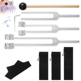 XPJBKC XPJBKC Tuning Forks for Healing, 128Hz, 256Hz, 512Hz Body Weighted Tuning Fork Medical for Chakra Healing Sound Therapy, Aluminum Alloy Tuning Fork Set Frequency Healing Devices Meditation Tools