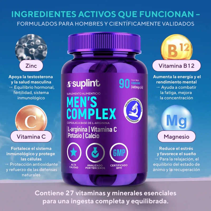 Vitaminas Hombre Multivitaminico B12 Zinc Magnesio Arginina Maca Suplemento Diario