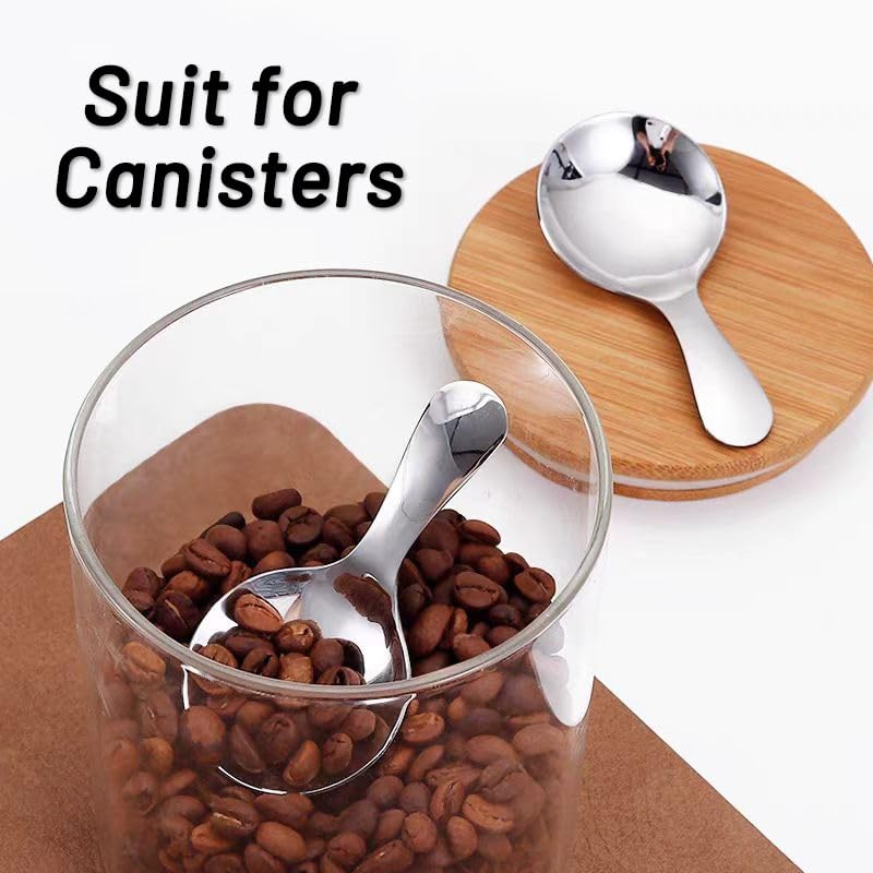5 Pack Short Handle Scoops - Silver Mini Scoops for
