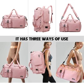 Eslcorri Gym Duffle Bag for Women, Travel Duffel Backpack with Shoe & Wet Compartment Carry on Overnight Luggage Bag (A, Blue)