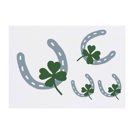 Azeeda 4 x 'Glückshufeisen und vierblättriges Kleeblatt' Temporäre Tattoos - Wasserfest, Hautfreundlich & Ungiftig · Transfers in Verschiedenen Größen (TO00069102)