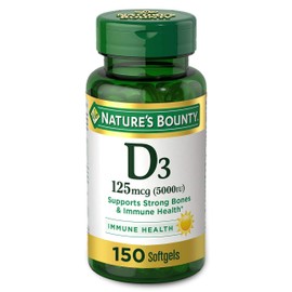 Nature's Bounty Nature's Bounty Vitamin D3, Immune and Bone Support, 5000IU, Rapid Release Softgels, 150 Ct