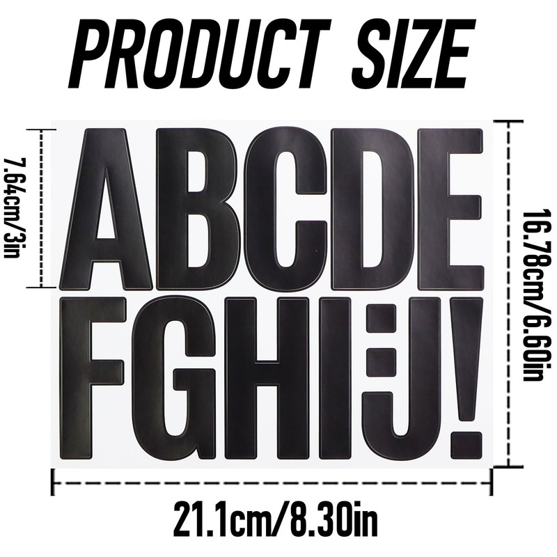 3 Inch Large Black Vinyl Letter Stickers, CMBBZZY Classic Alphabet