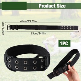 Adjustable Tactical Dog Collar Nylon, Basic Heavy Duty Military Dog Collar and Lead Set with Heavy-Duty Metal Buckle Soft Padded Breathable Training Dog Collar for Large Dogs Black, L