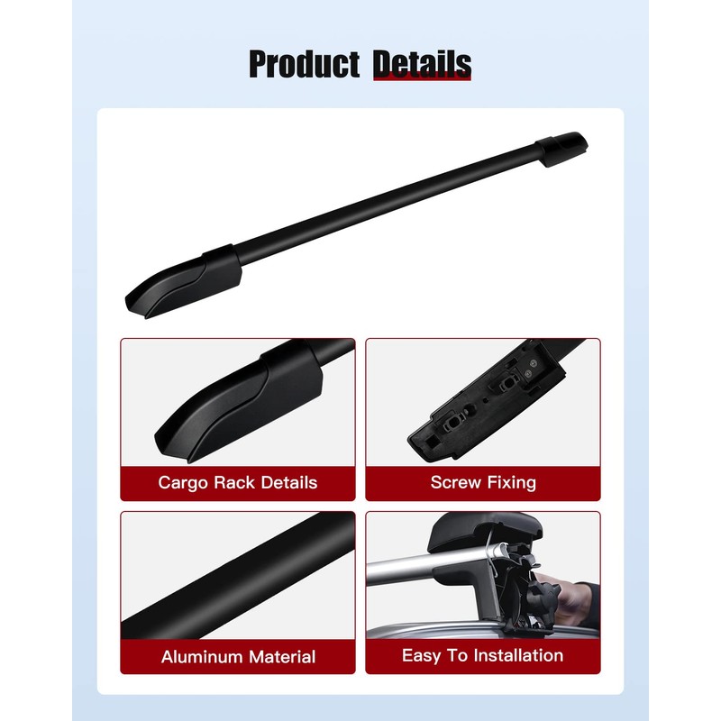 cciyu Roof Rack Side Rails Fit for Honda Pilot 3.5L