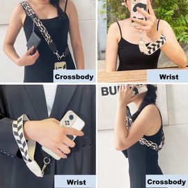 SCINYMC Clip and Go Strap for Phone with Wallet Crossbody, Adjustable Phone Strap with Wallet, Phone Strap with Zippered Pouch, Crossbody Phone Strap for All Phones, Beige