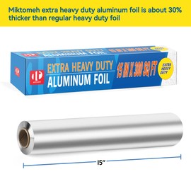 Miktomeh Super Thick Heavy Duty Aluminum Foil 15" x 300 Sq Ft(about 30% Thicker than Regular Heavy Duty Foil) -for Grilling, BBQ, Cooking, Food Storage & Preservation, Commercial & Pitmasters‘ Use